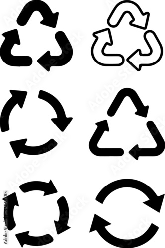 Set of arrow recycle. recycle symbol collection. recycle black icons. arrows in flat style. Collection of simple arrows