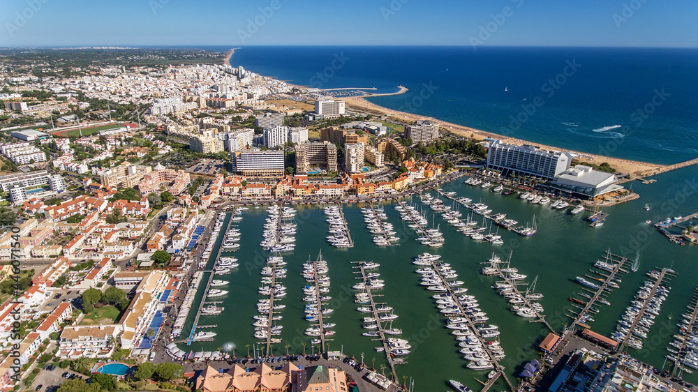 Aerial View Bay Marina With Luxury Yachts Vilamoura Algarve 3