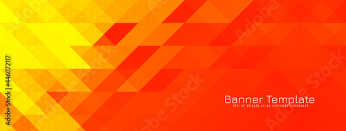 Yellow and red triangular mosaic pattern banner design
