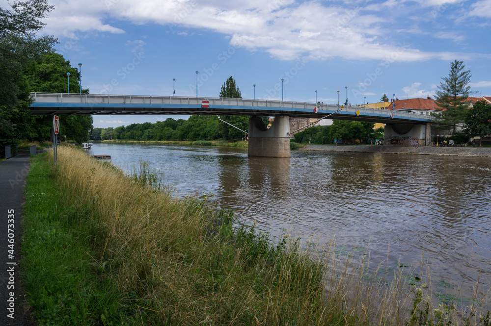 Bridge over Elbe river in Podebrady, Czechia Bridge over Elbe river in Podebrady, Czechia