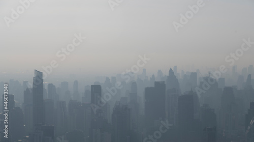 Bangkok city scape during haze in the morning.