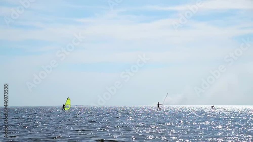 Summer seascape with windsurfers on the Gulf of Finland
