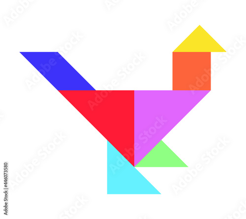 Color tangram puzzle in bird shape on white background Free Download Color tangram puzzle in bird shape on white background - GFXLoad