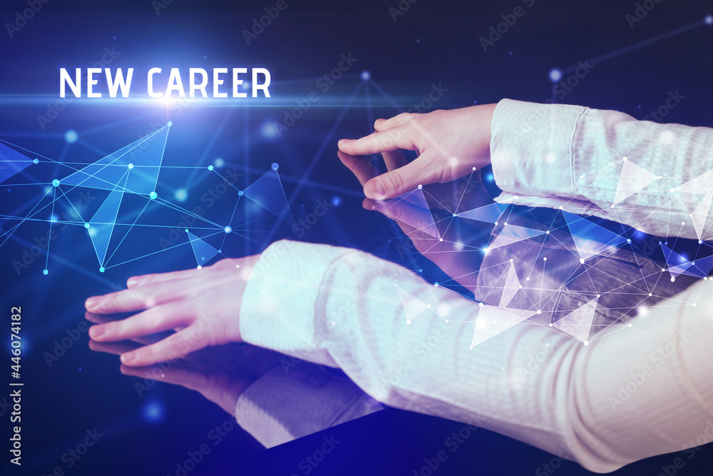 Businessman touching huge screen concept Businessman touching huge screen concept