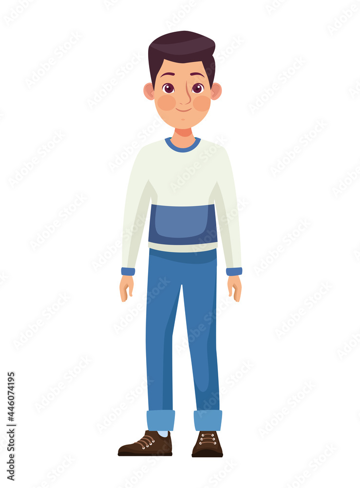 young man standing character young man standing character