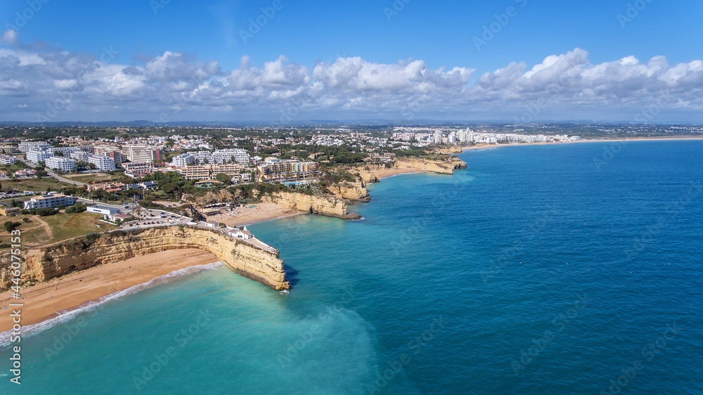 Aerial Beautiful Portuguese Beaches Armacao De Pera View From Sky 1