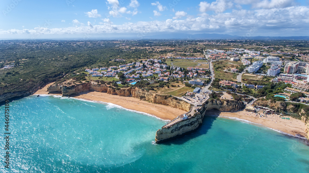 Aerial Beautiful Portuguese Beaches Armacao De Pera View From Sky 2