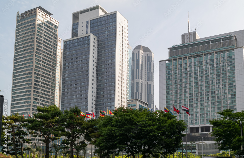 Skyscraper and cityscape located in Haeundae, Busan, South Korea. Skyscraper and cityscape located in Haeundae, Busan, South Korea.