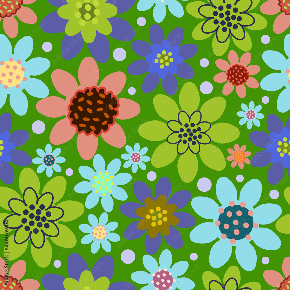 Summer flowers seamless pattern. Summer flowers seamless pattern.
