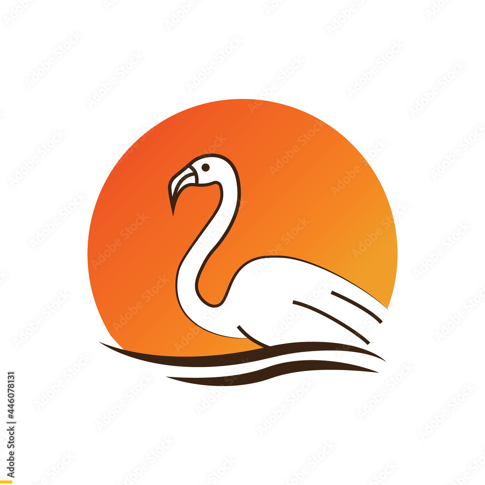Swan Line Art Vector Logo Design Swan Line Art Vector Logo Design