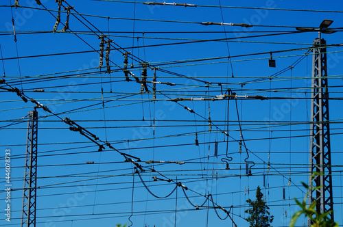 Overhead contact lines at the Frankfurt Heddernheim underground depot. photo