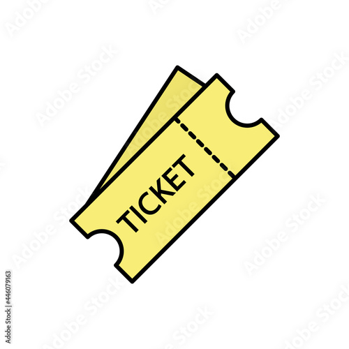 Icono de boleto o billete amarillo. Concepto de tique de entrada. Ilustración vectorial photo