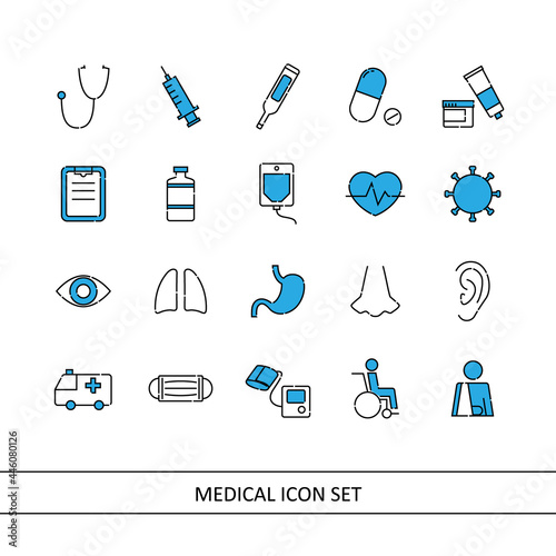 Medical illustration icon set (white background, vector, cut out)