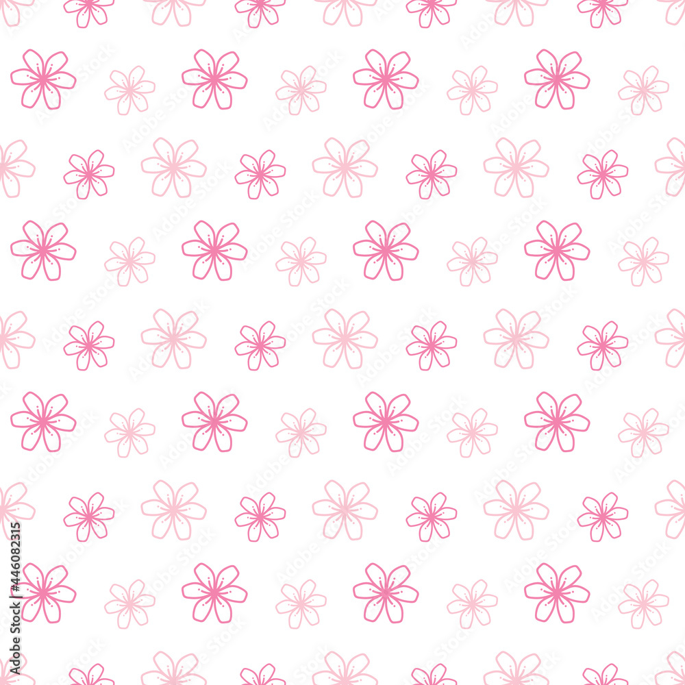 Doodle, hand drawn blooming pink flowers, sakura vector seamless pattern background.
Doodle, hand drawn blooming pink flowers, sakura vector seamless pattern background.