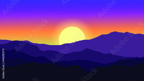 sunset over mountains