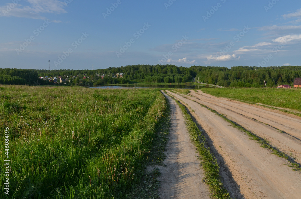dirt road in Russian countryside near Sharapovo village
Sergiev Posad district, Moscow region, Russia 