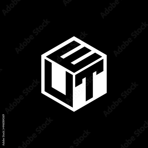 UTE letter logo design with black background in illustrator, vector logo modern alphabet font overlap style. calligraphy designs for logo, Poster, Invitation, etc.