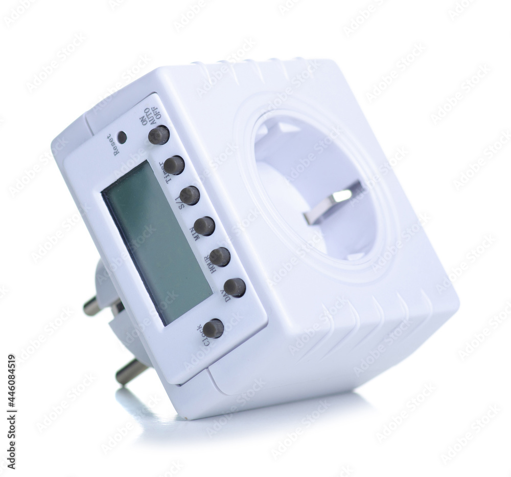Fototapeta premium electric timer 220V on white background isolation