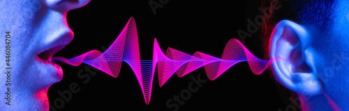 Sound wave. Transmission of sound from person to person. Loud noise. Deafness. Gossip. photo