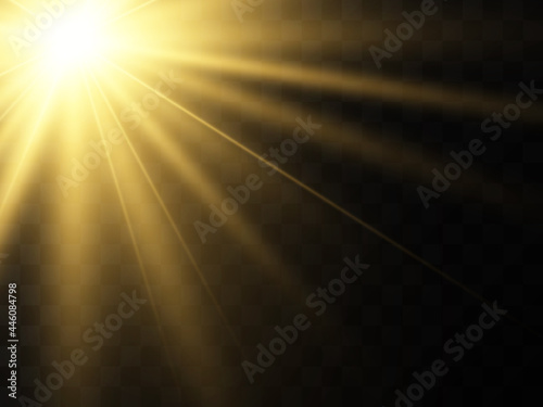 Bright beautiful star.Vector illustration of a light effect on a transparent background.