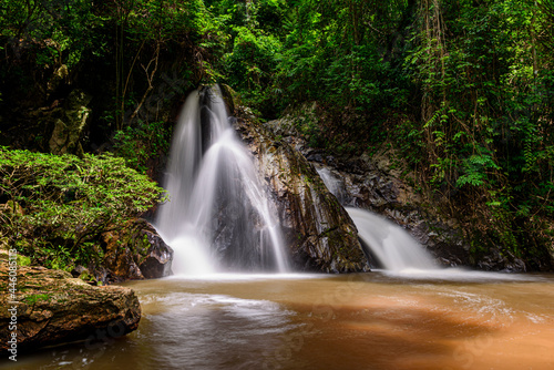 Leva or Rak Jung Na mon Waterfall at Ban Na mon in Wiang Haeng District  Chiang Mai  Thailand.