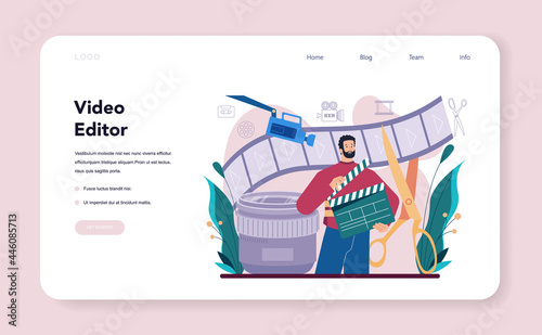 Motion or video designer web banner or landing page. Artist create