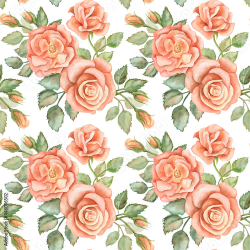 seamless roses pattern watercolor 