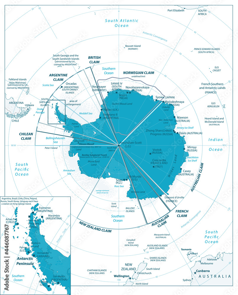 Arctic Region Map Isolated On White Stock ベクター Adobe Stock