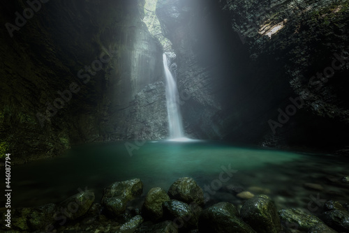 Kozjak waterfall (Slap Kozjak) near Bovec in Soca Valley, near Triglav National Park, Slovenia.