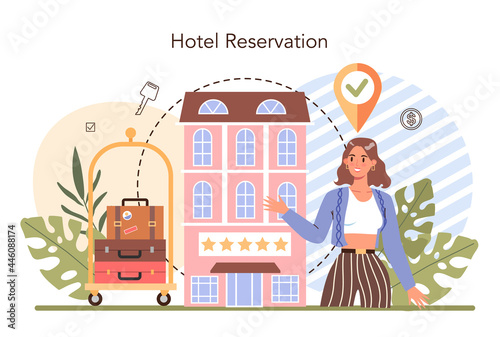 Booking a hotel concept. Traveling and tourism planning. Booking apartment