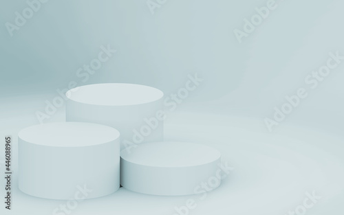 Abstract 3d  gray white colors cylinder podium minimal studio background.