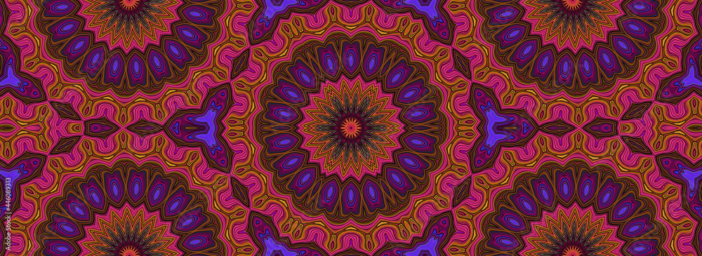 Abstract multi-colored composition in the mandala style. 3d rendering.
