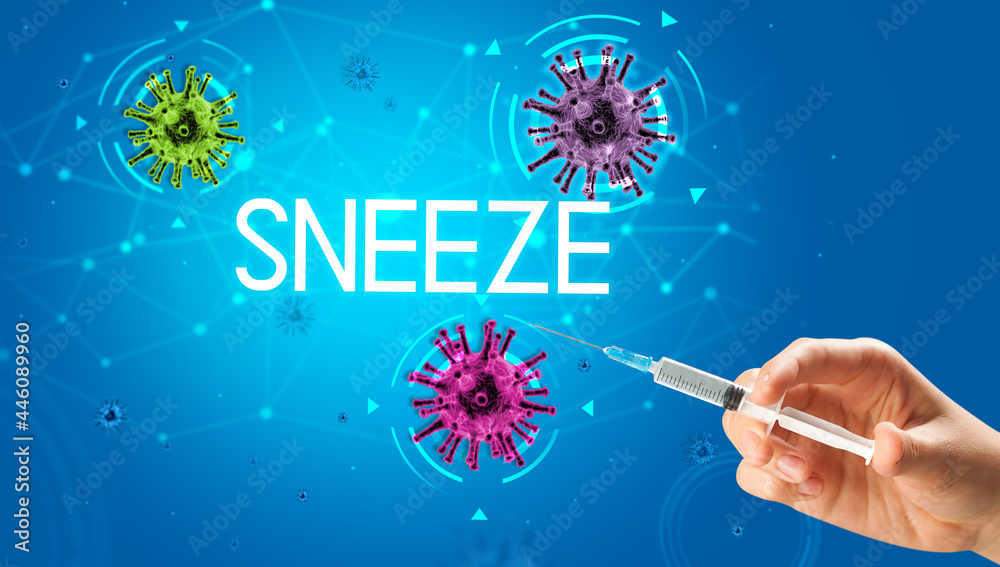 Syringe, medical injection in hand, coronavirus vaccine concept Syringe, medical injection in hand, coronavirus vaccine concept