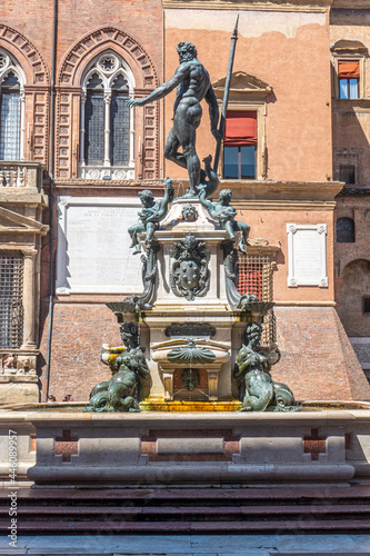 The beautiful fountain of Neptune in Bologna