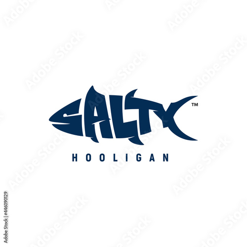 salty typography logo inspiration, fish, fishing