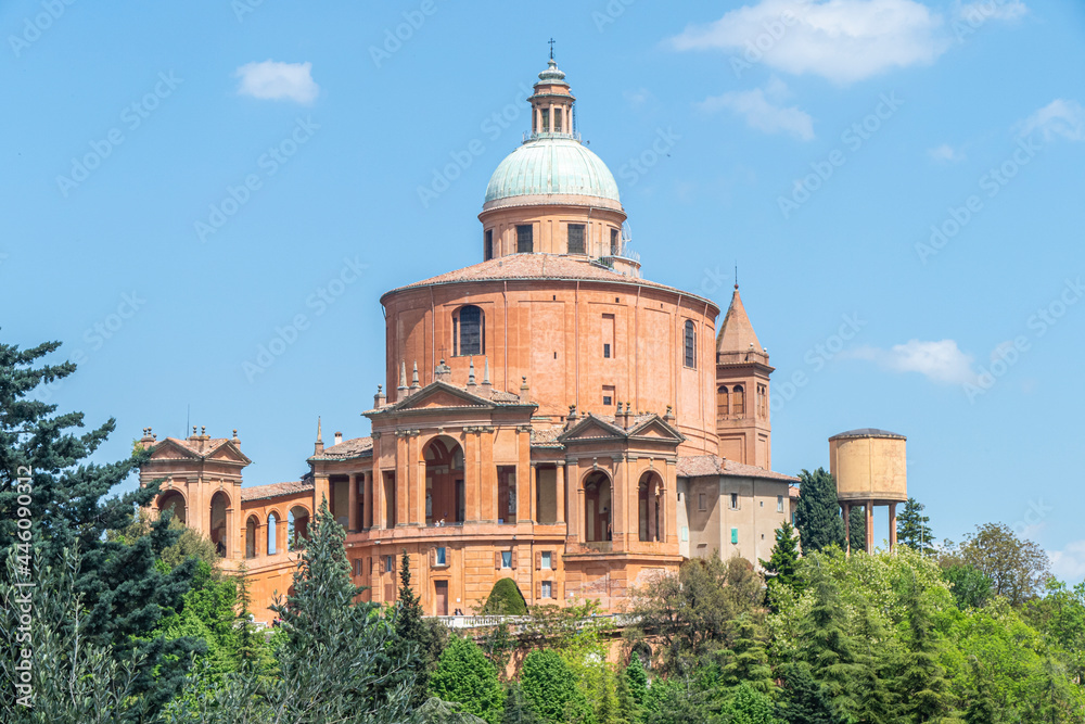 The beautiful Sanctuary of the Madonna of San Luca on the Bolognese hills