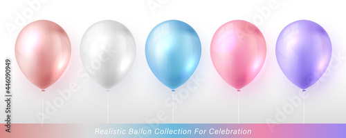3D realistic elegant pastel color ballon collection for celebration design