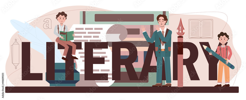 Obraz premium Literary school subject typographic header. Study ancient writer
