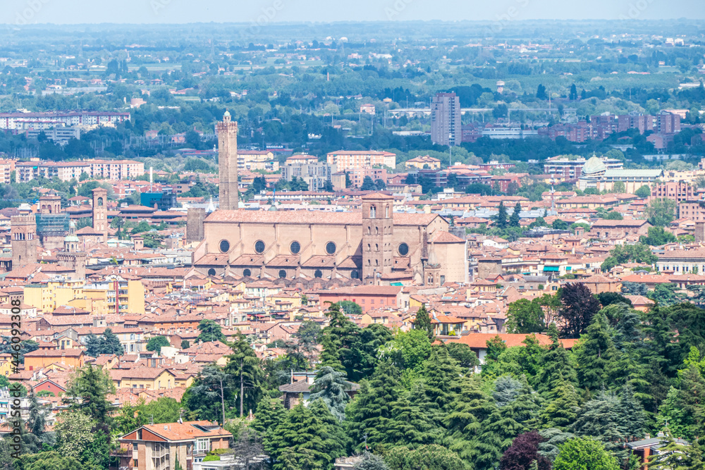 Aerial view of Bologna with his beautiful church and Towers