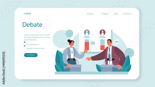 Politician web banner or landing page. Idea of election and governement.