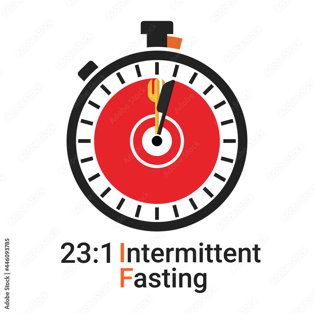 23-1 Intermittent Fasting (IF) is a form of time restricted fasting eating. Daily eating and fasting period for loss weight diet concept. Vector of stop clock face symbol isolated on white background 23-1 Intermittent Fasting (IF) is a form of time restricted fasting eating. Daily eating and fasting period for loss weight diet concept. Vector of stop clock face symbol isolated on white background