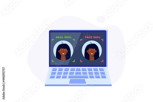 Deepfake, Deep face technology concept.  Vector illustration.