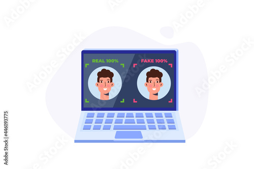 Deepfake, Deep face technology concept.  Vector illustration.