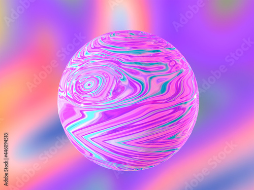 Abstract composition with the image of a pink sphere. 3d rendering.