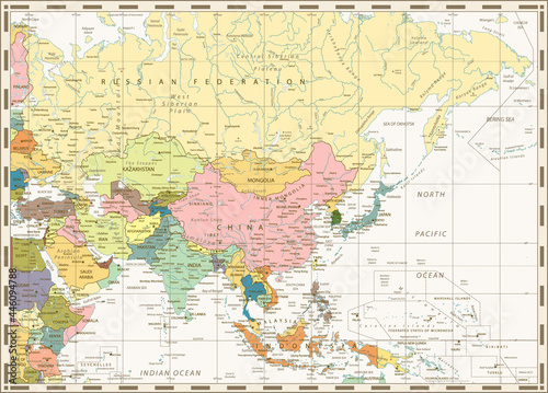 Old vintage map of Asia © Iryna