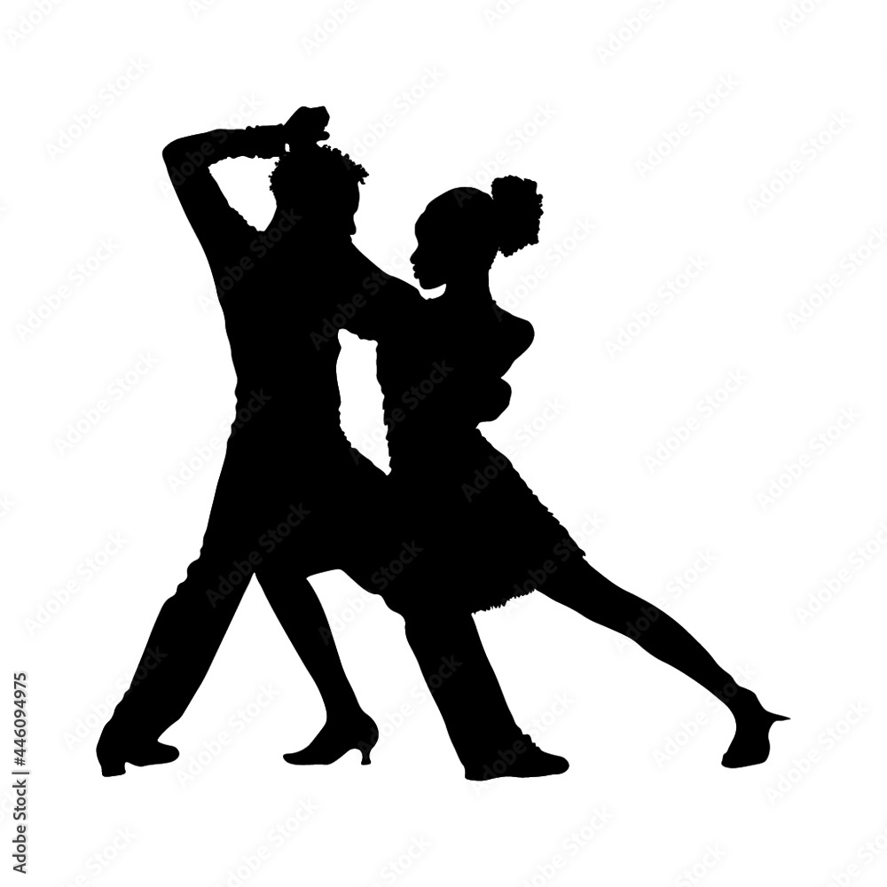 dancing silhouette of a romantic afro couple 