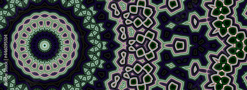 Abstract arrangement in the mandala style in dark colors. 3d rendering.