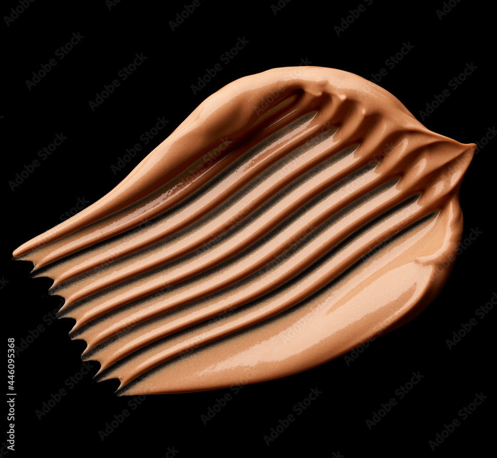 Swatch of makeup skin tone foundation isolated on black background Swatch of makeup skin tone foundation isolated on black background