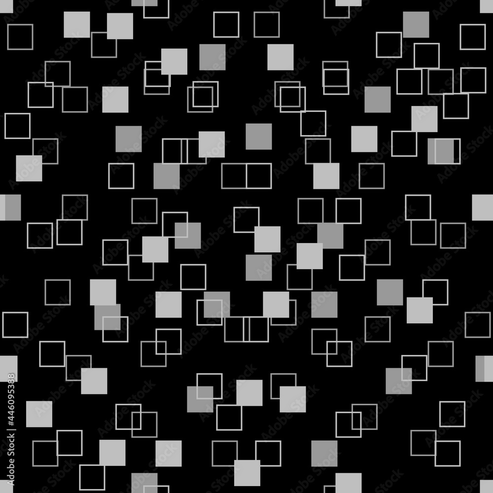 Light squares decorative on black seamless pattern