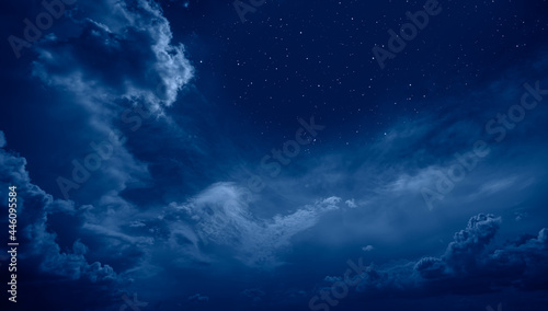Night sky in the clouds with many stars